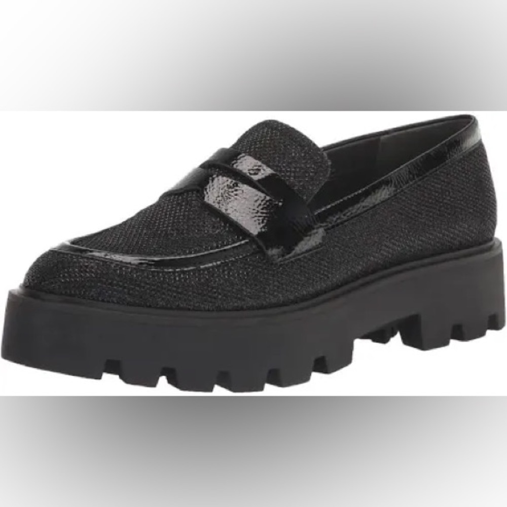 Franco Sarto Balin Black Bling Platform Loafer